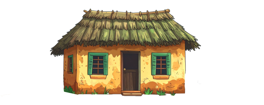 Firefly_schoolhouse in africa on a blank white background 415373